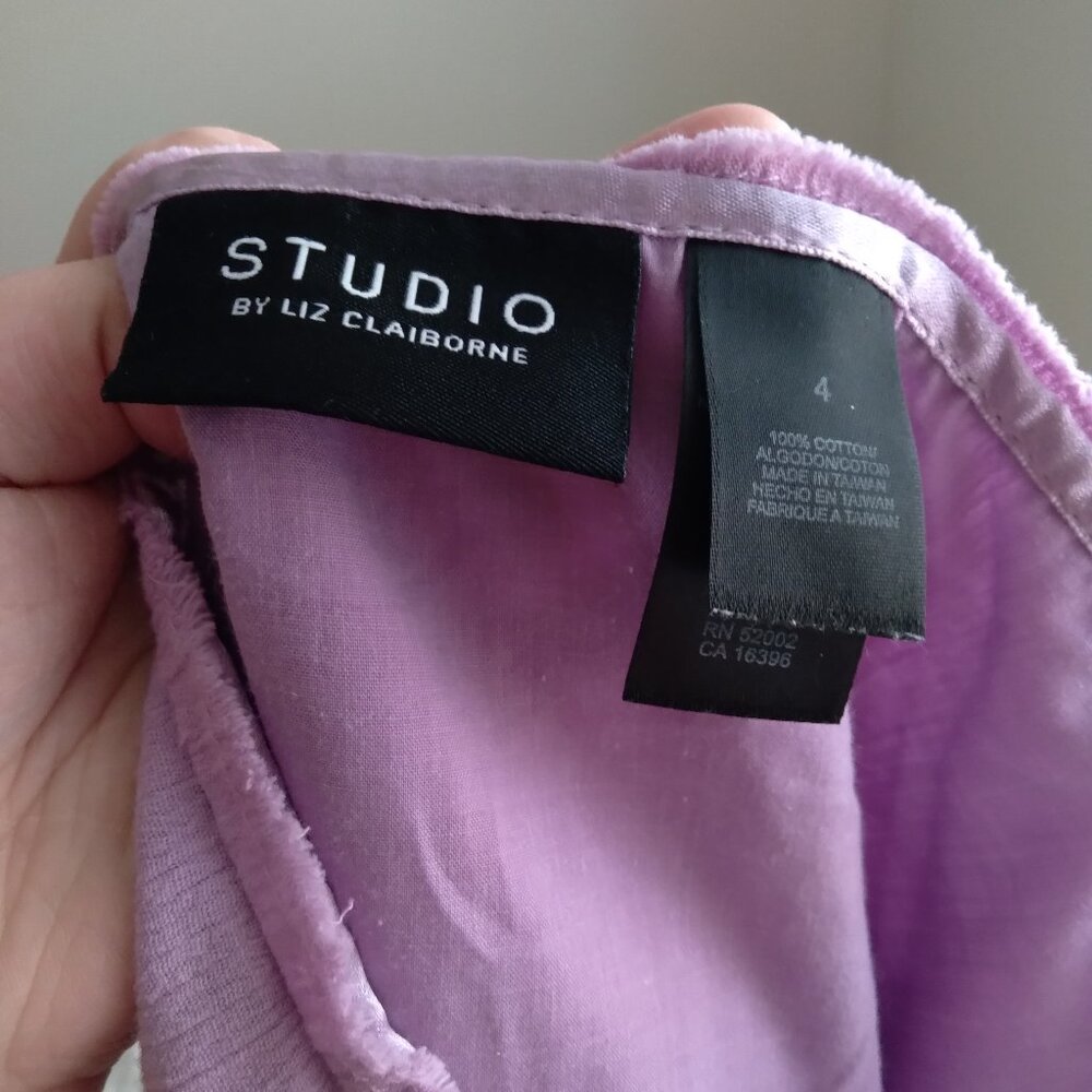 Vintage Y2K Studio by Liz Claiborne Purple Cotton Tiered Midi Skirt Size 4 - Picture 4 of 5